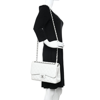 Chanel Caviar Quilted Jumbo Double Flap White 2 of 20