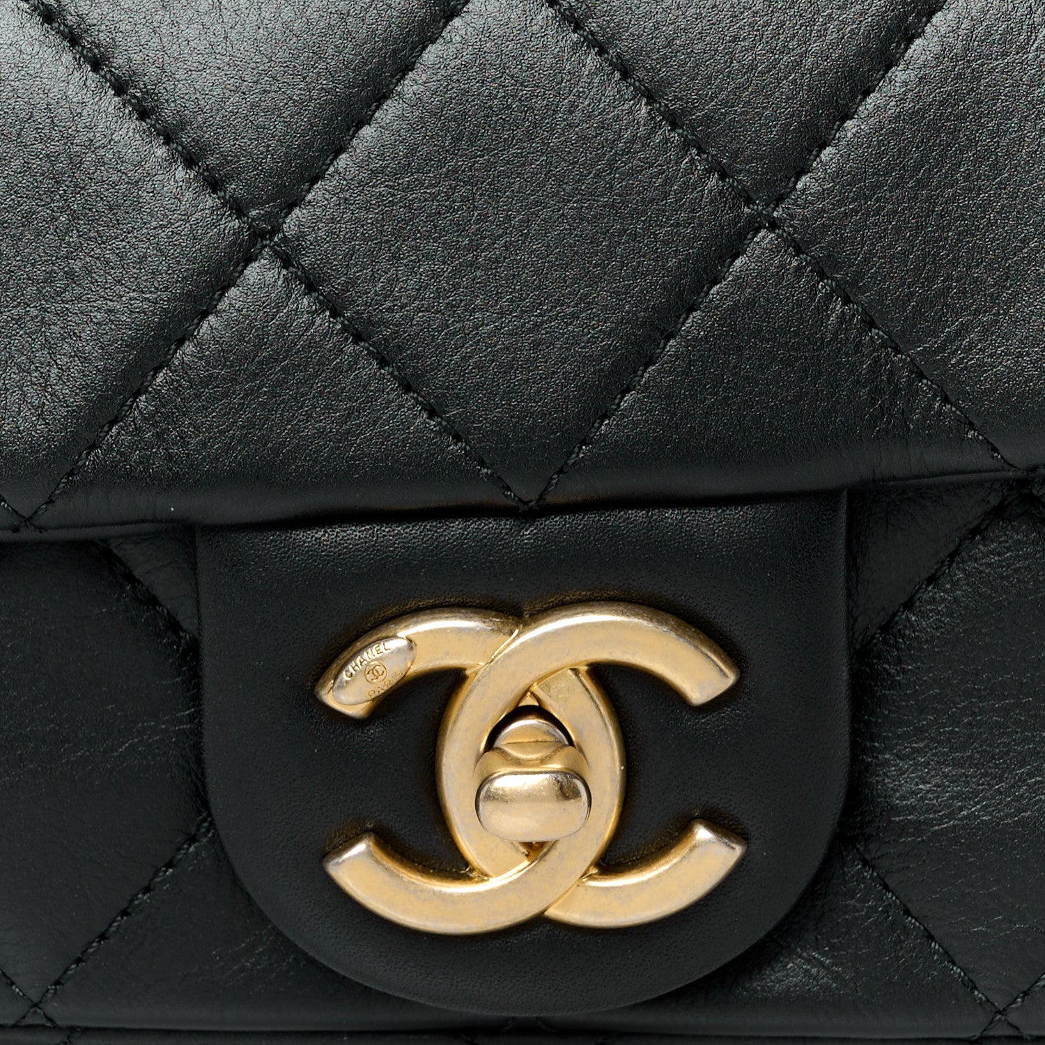 Chanel Calfskin Quilted Mini Rectangular Crystal Pearls Chain Flap Black 9 of 11