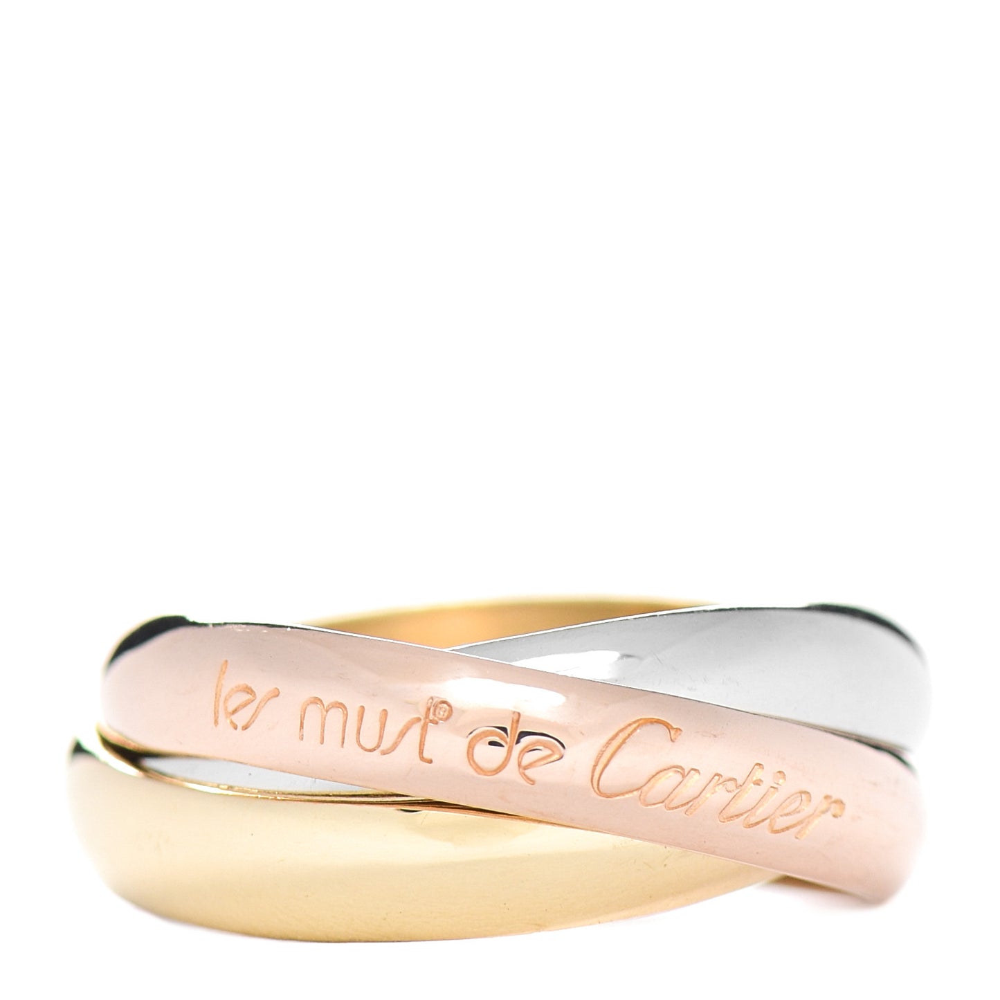 18K Pink Yellow White Gold Classic Les Must De Cartier Trinity Ring 52 6