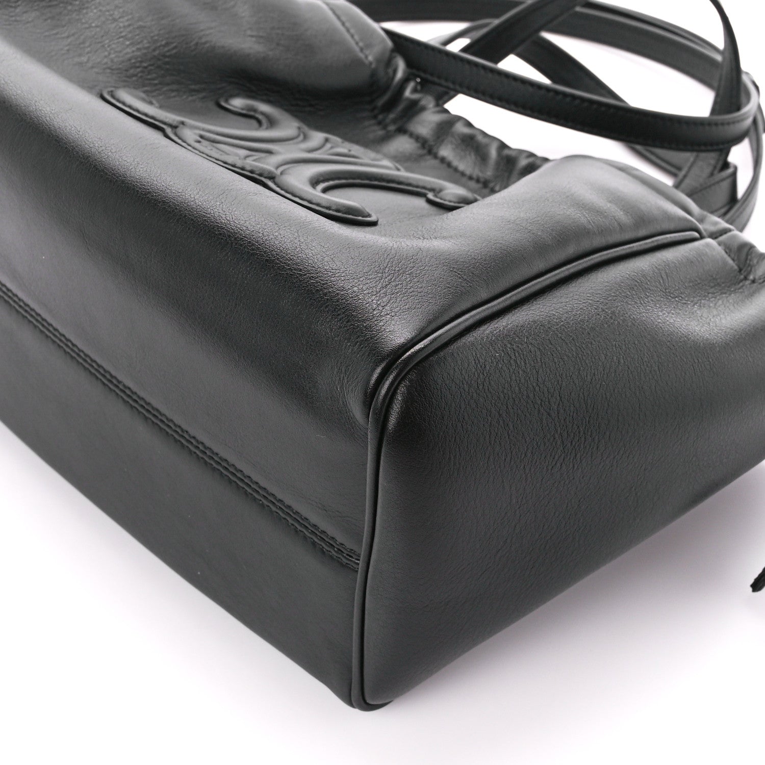 Celine Smooth Calfskin Cuir Small Triomphe Cabas Drawstring Black 10 of 10