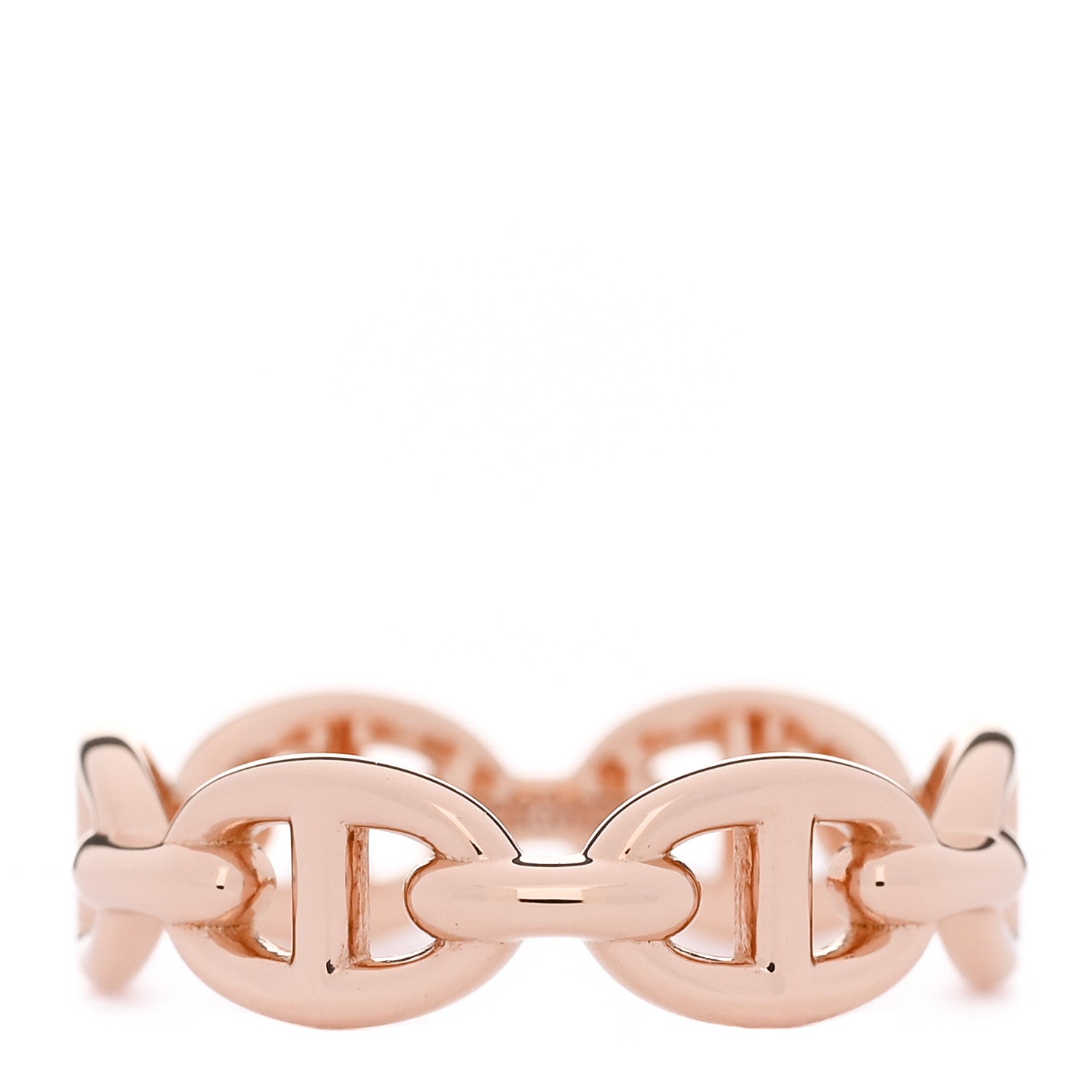 Hermes 18K Rose Gold PM Chaine d'Ancre Enchainee Ring 53 6.5 1 of 8
