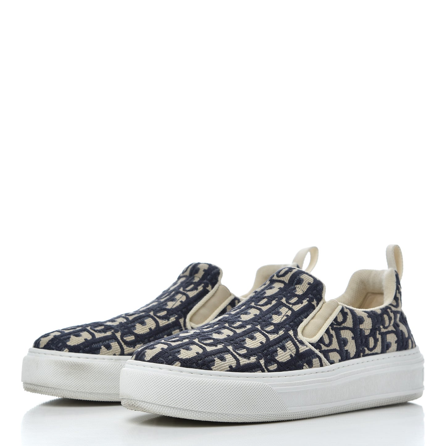 Canvas Oblique Embroidered Womens Solar Slip On Sneakers 37.5 Deep Blue