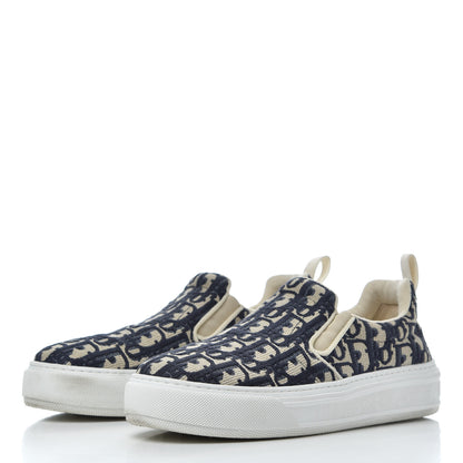 Christian Dior Canvas Oblique Embroidered Womens Solar Slip On Sneakers 37.5 Deep Blue 3 of 15