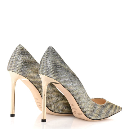 Jimmy Choo Lame Glitter Pointy Toe Romy 100 Pumps 36.5 Light Bronze 5 of 8