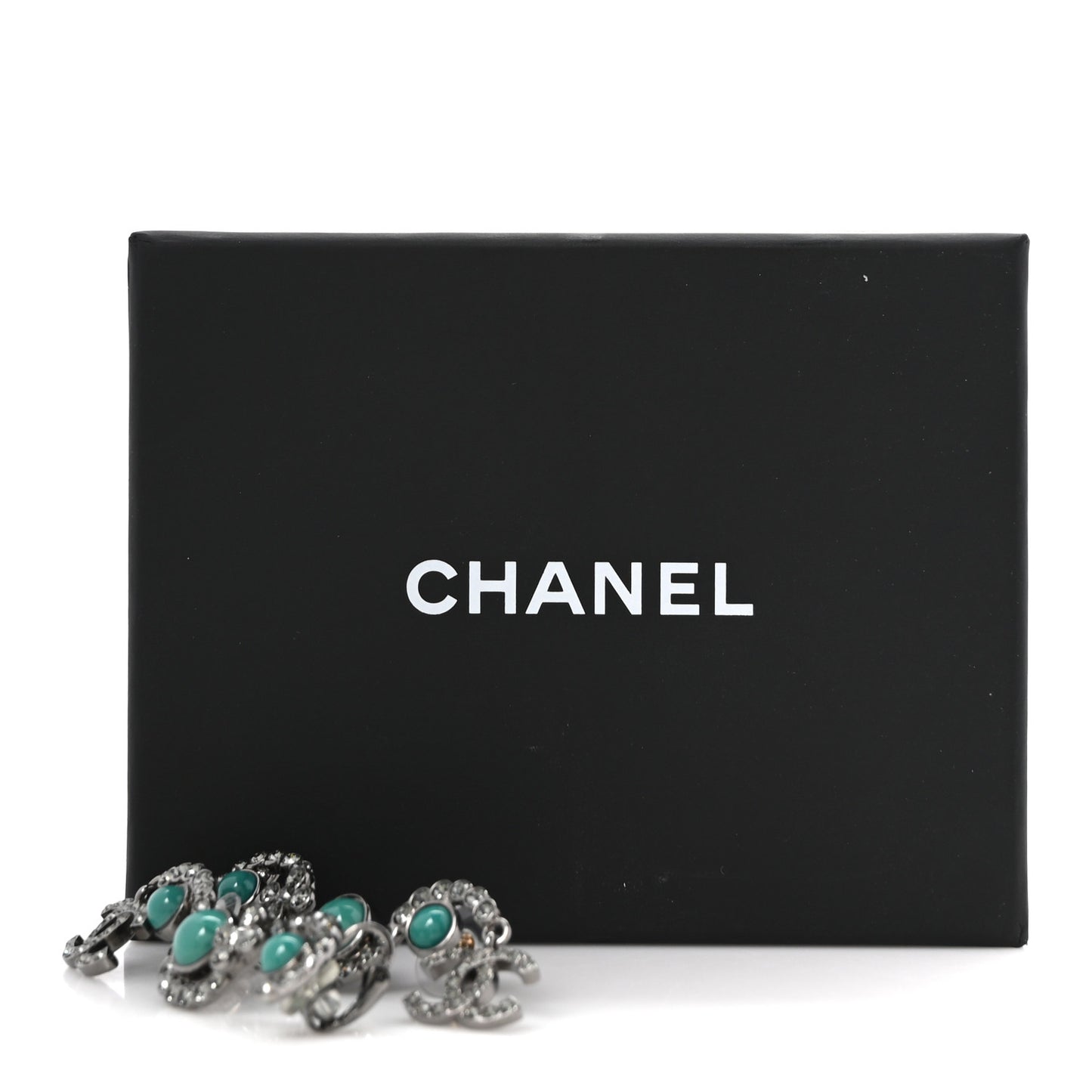 Crystal Bead CC Clip On Cuff Earrings Turquoise Ruthenium