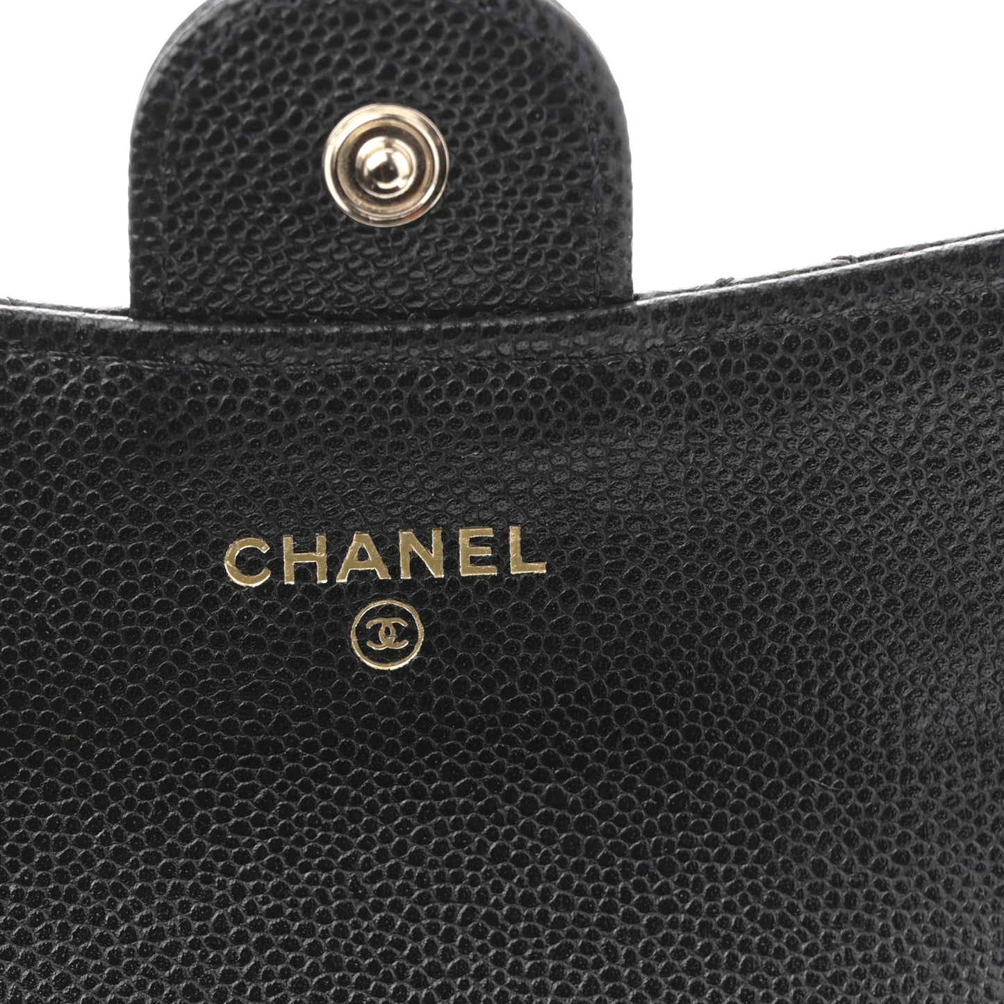Caviar Quilted Flap Card Holder Wallet Black