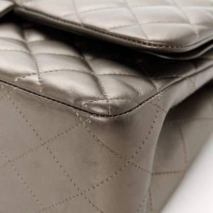 Chanel Metallic Lambskin Quilted Jumbo Double Flap Pewter 12 of 13