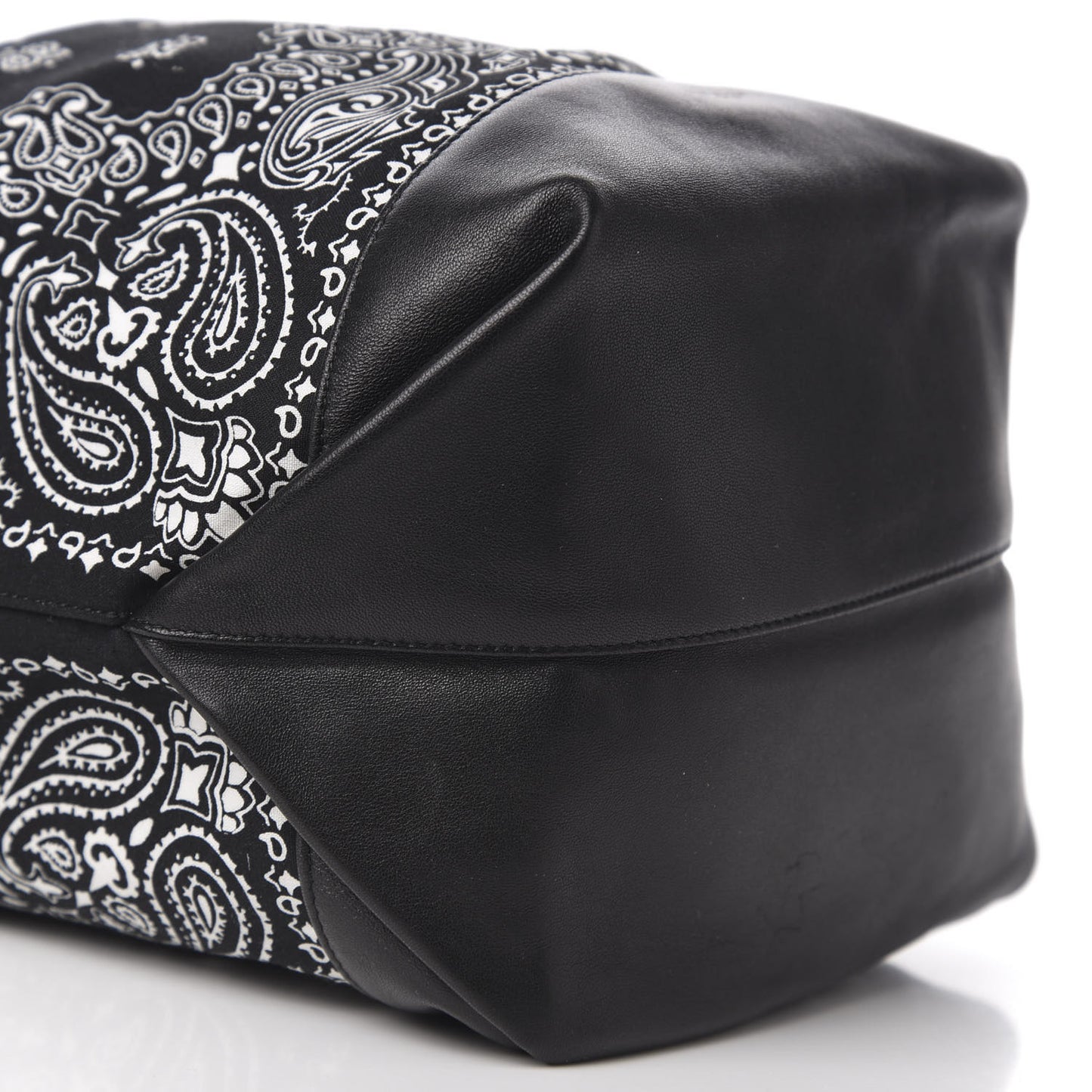 Canvas Calfskin Bandana Teddy Drawstring Bag Black