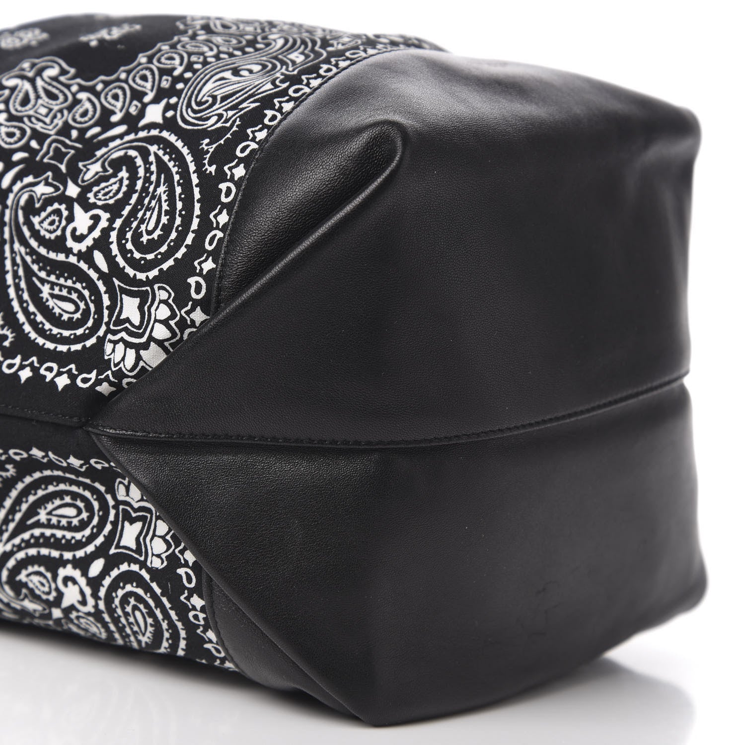 Saint Laurent Canvas Calfskin Bandana Teddy Drawstring Bag Black 7 of 9