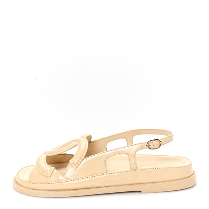 Chanel Crumpled Shiny Lambskin CC Cut Out Dad Sandals 40 Beige 1 of 10
