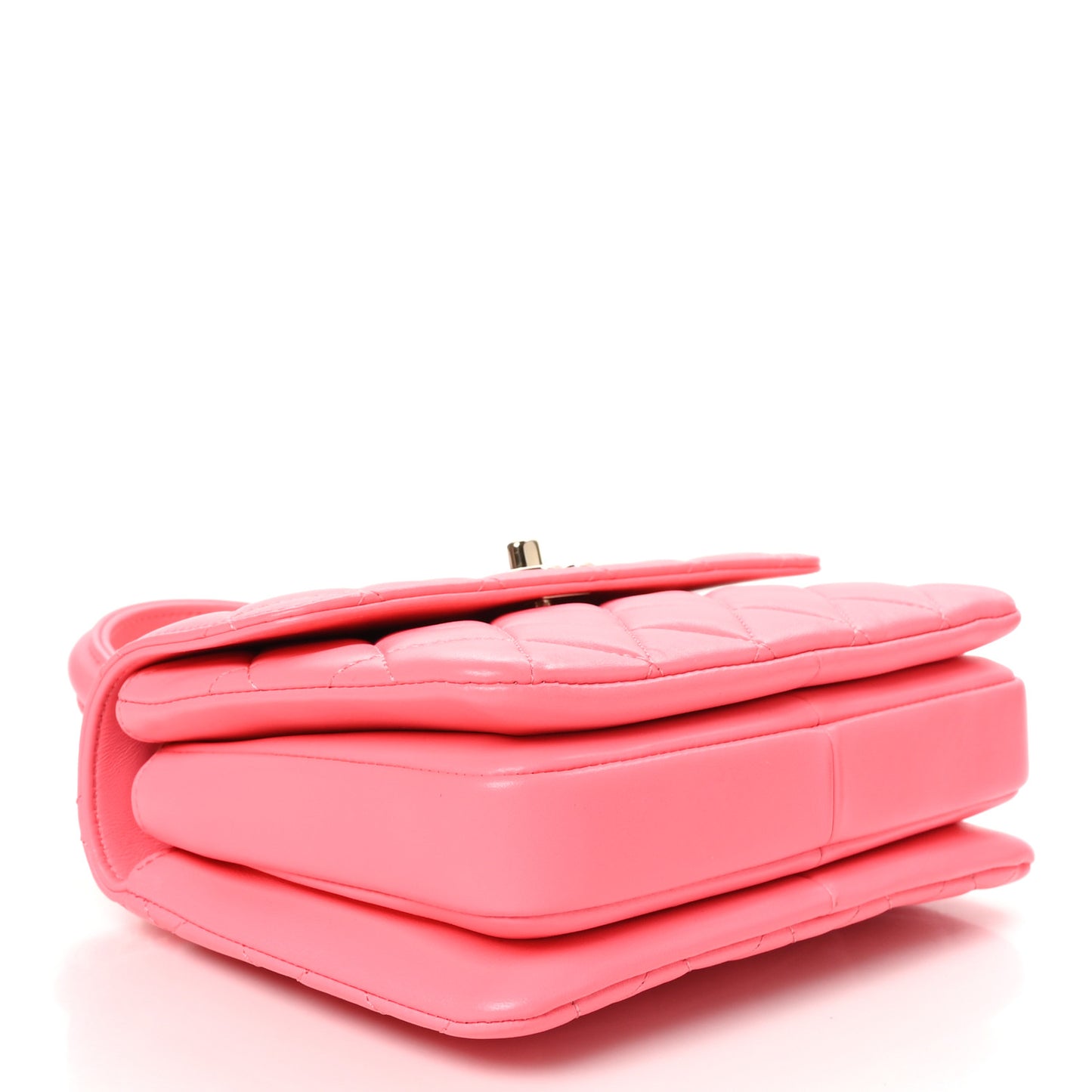 Lambskin Lacquered Quilted Mini Trendy CC Dual Handle Flap Bag Coral Pink