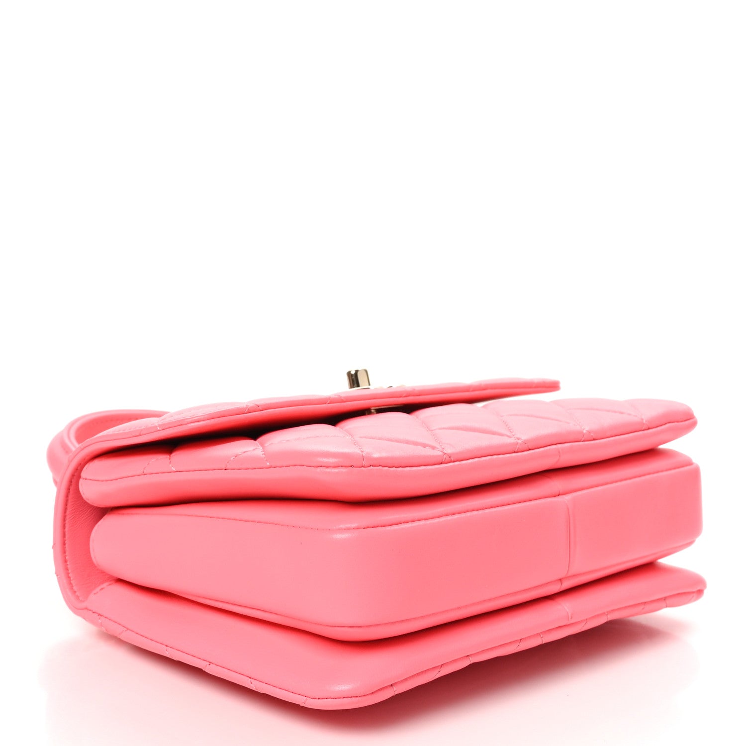Chanel Lambskin Lacquered Quilted Mini Trendy CC Dual Handle Flap Bag Coral Pink 4 of 11