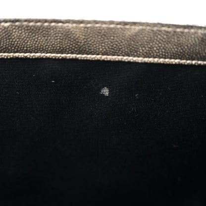 Saint Laurent Metallic Grain De Poudre Textured Mixed Matelasse Triquilt Medium Monogram Satchel Piombo 12 of 15