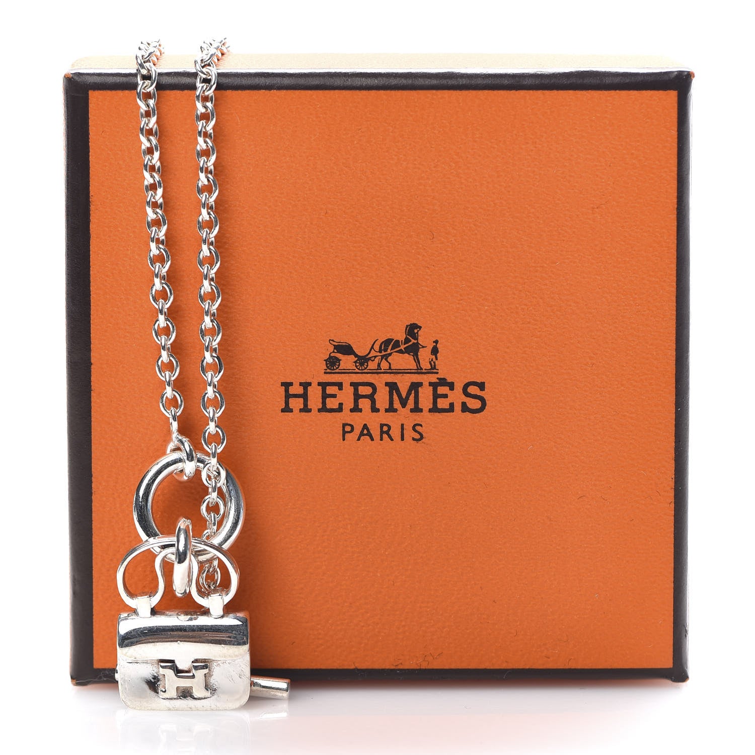 Hermes Sterling Silver Constance Amulette Pendant Necklace 5 of 5
