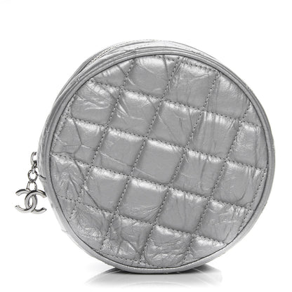 Chanel Metallic Aged Calfskin Quilted Belt Waist Bag Silver 1 of 10