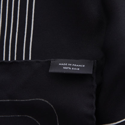 Hermes Silk Pegase Paysage Scarf 90 Black Beige 8 of 8