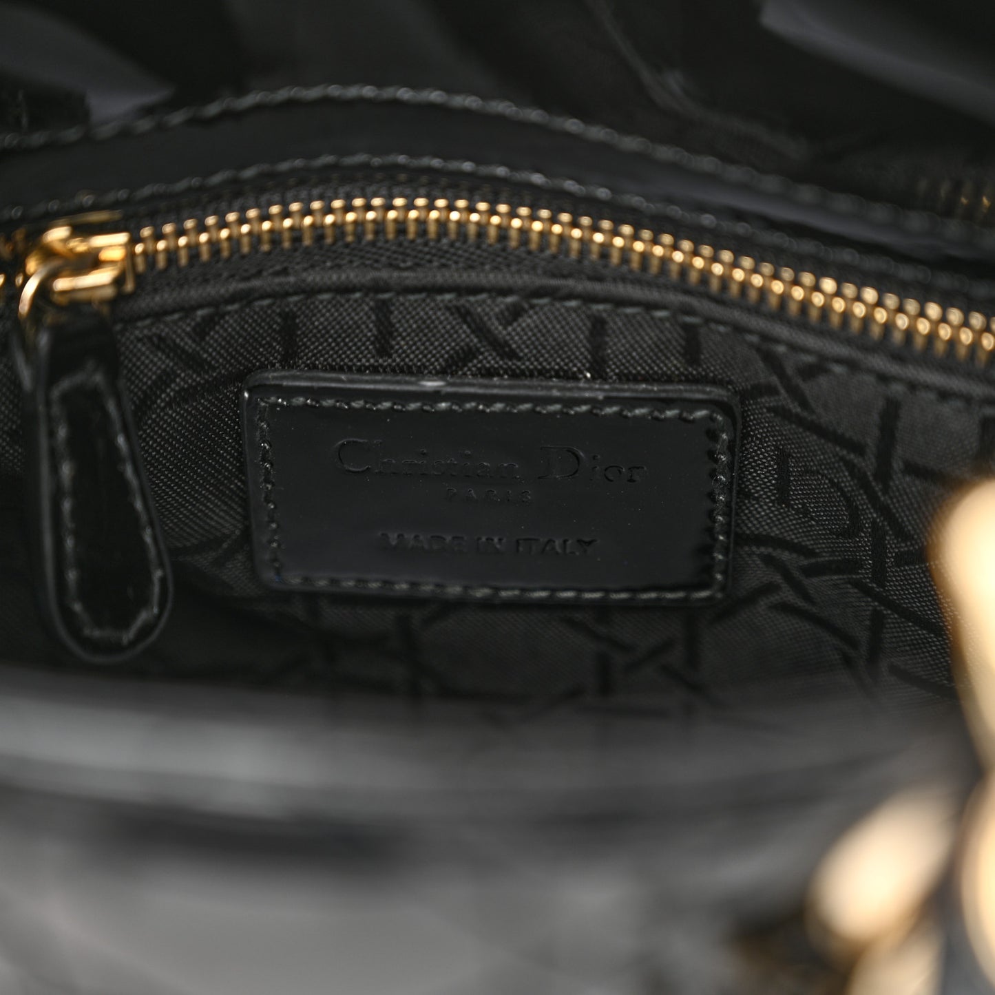 Patent Cannage Mini Lady Dior Black