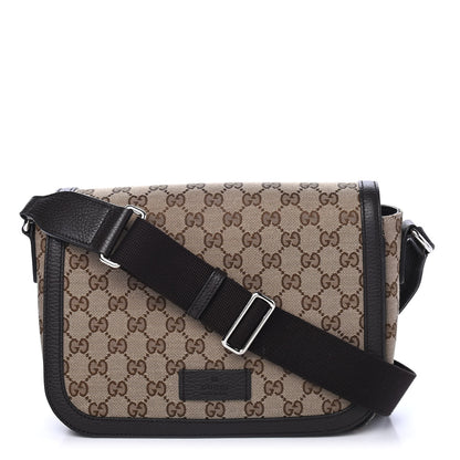 Gucci Monogram Flap Messenger Bag Beige Dark Brown 1 of 4