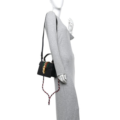 Gucci Calfskin Mini Sylvie Top Handle Bag Black 2 of 11