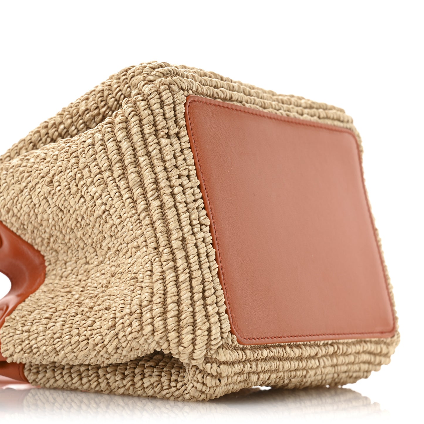 Raffia Nappa Small Parachute Shoulder Bag Natural Burned Orange