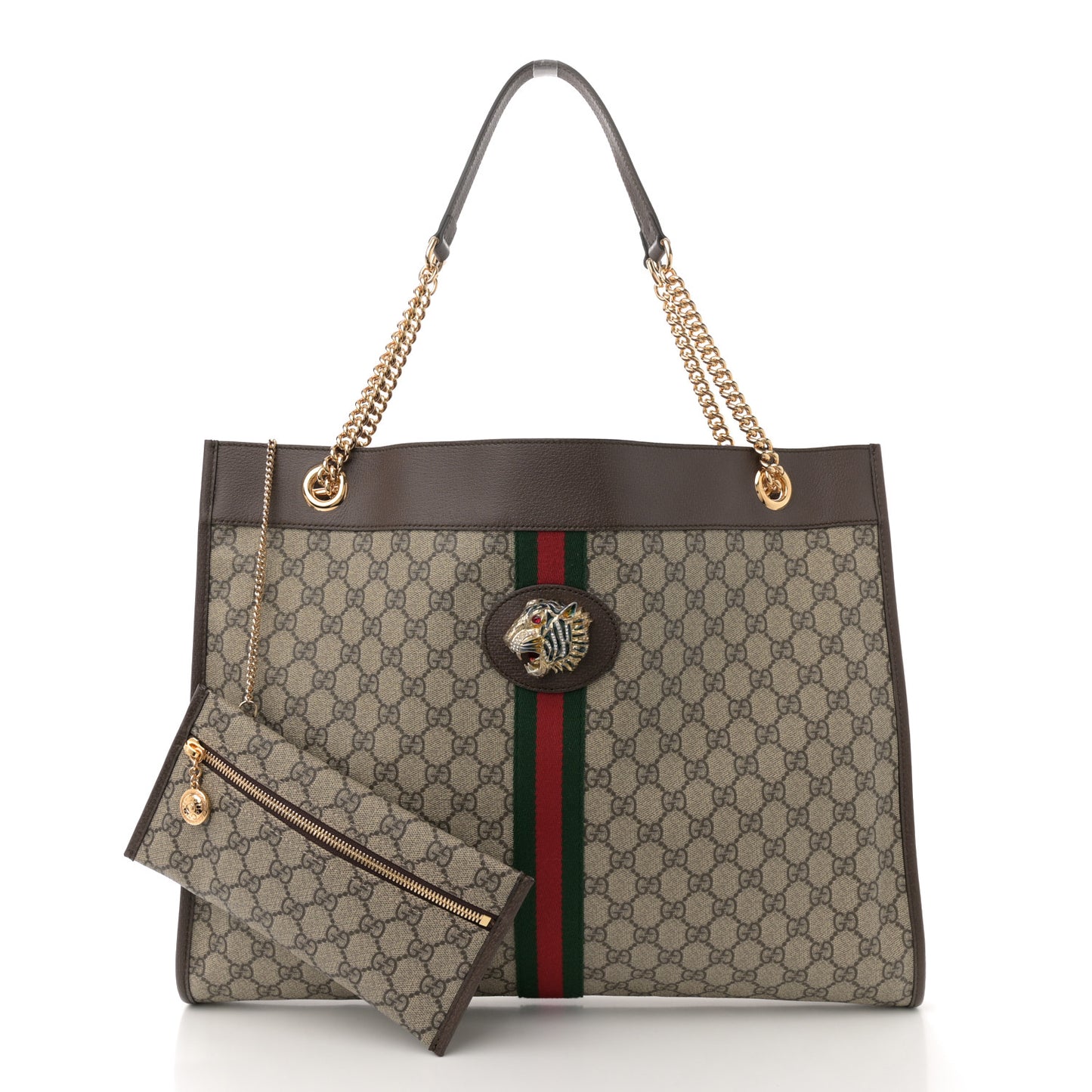 GG Supreme Monogram Large Rajah Chain Tote Beige New Acero