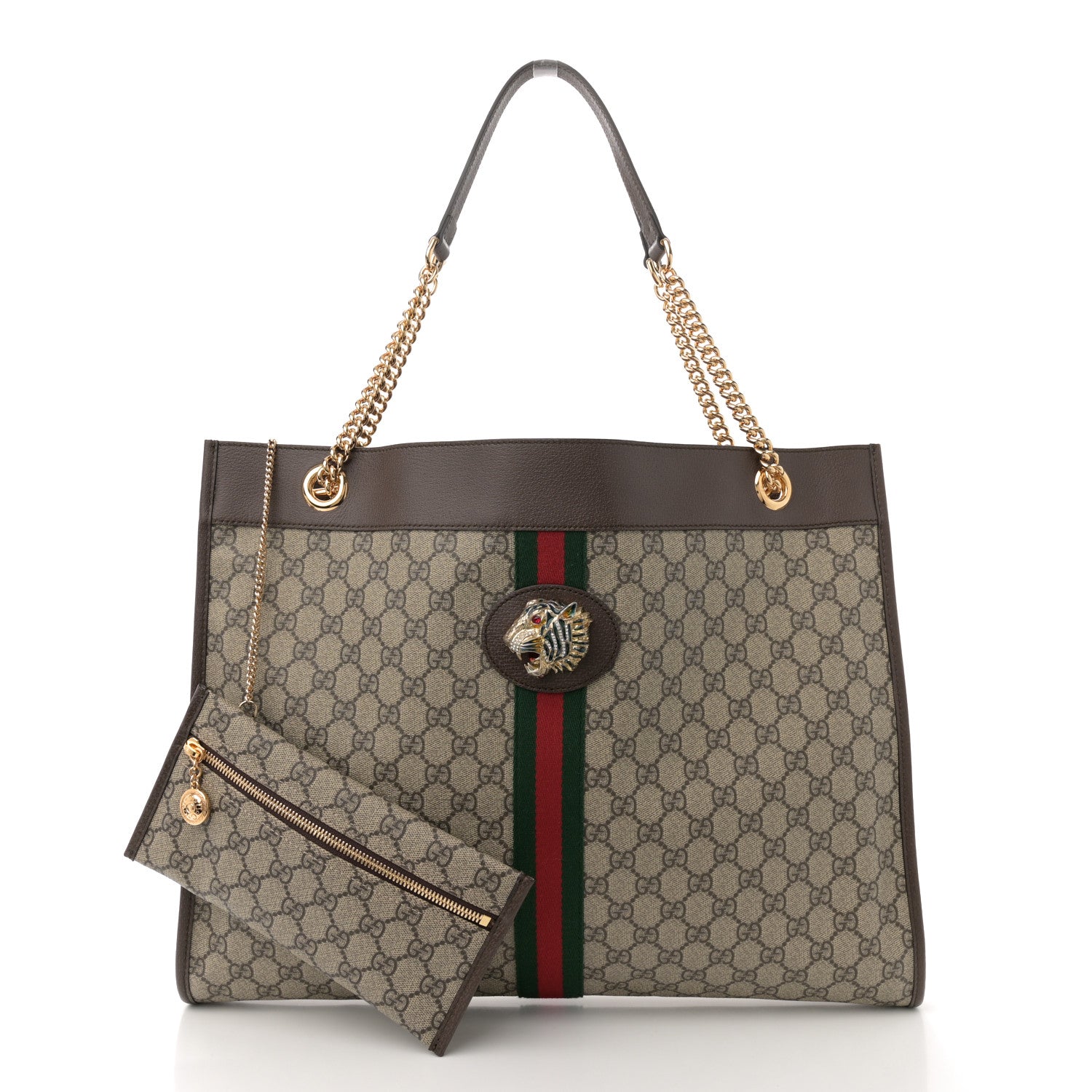 Gucci GG Supreme Monogram Large Rajah Chain Tote Beige New Acero 2 of 11