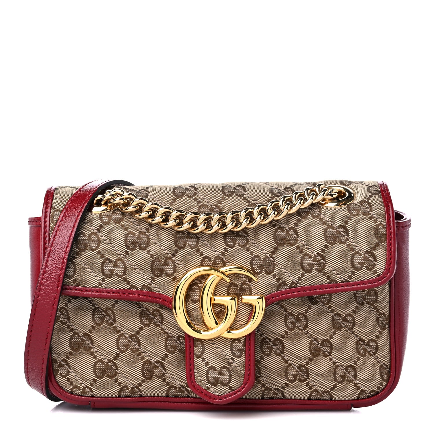 Gucci Monogram Azalea Calfskin Matelasse Diagonal Mini GG Marmont Shoulder Bag Beige Ebony New Cherry Red 1 of 10