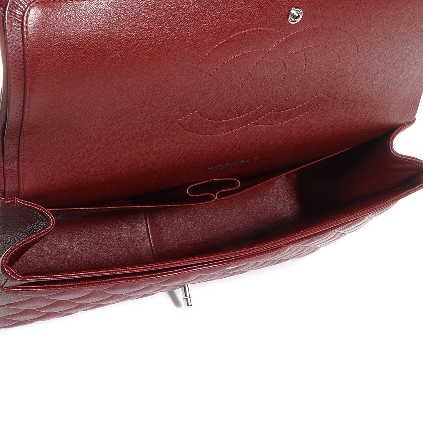 Caviar Quilted Maxi Double Flap Red
