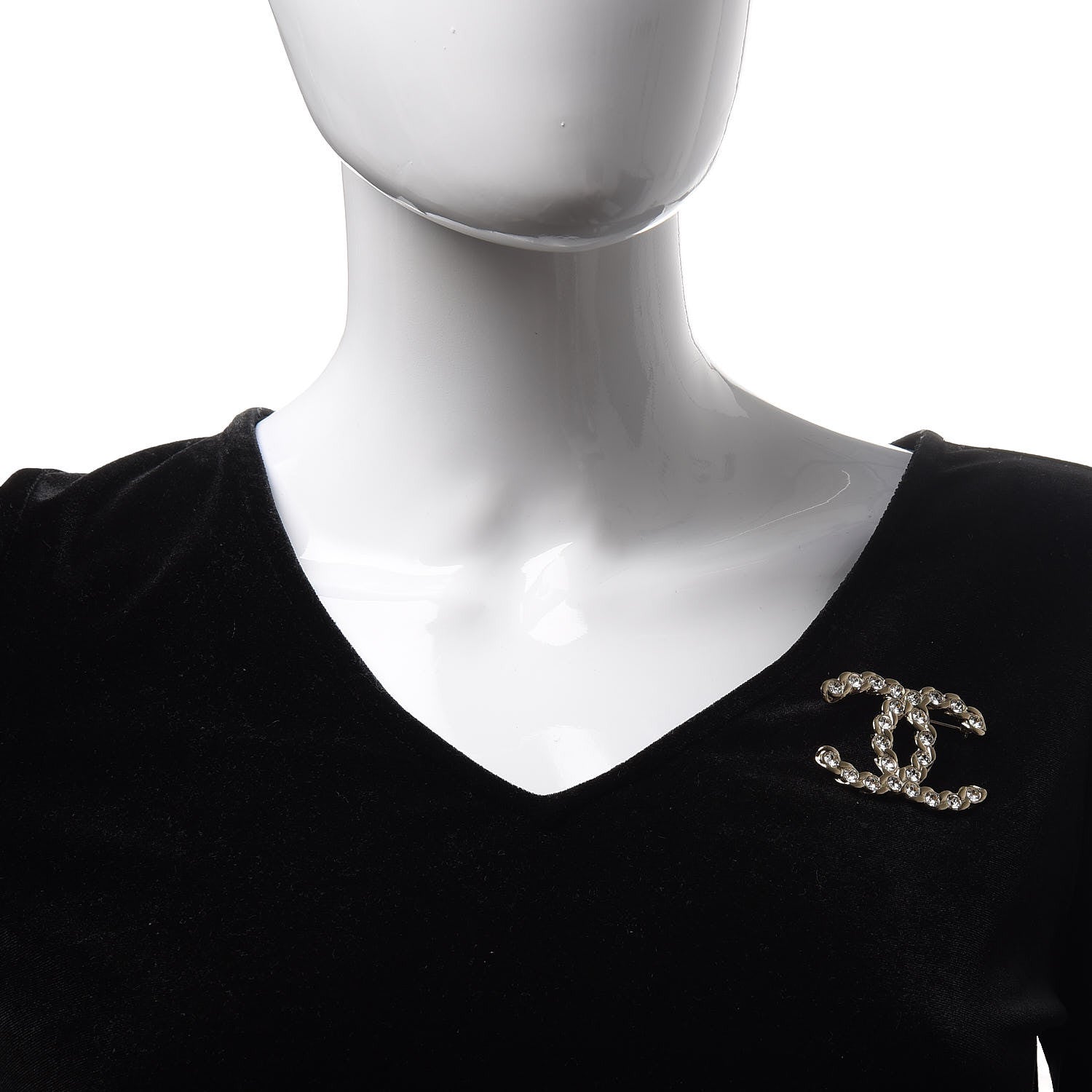 Chanel Crystal CC Brooch Light Gold 2 of 6