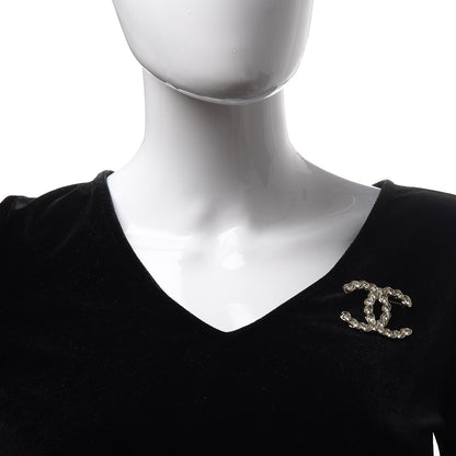 Chanel Crystal CC Brooch Light Gold 2 of 6