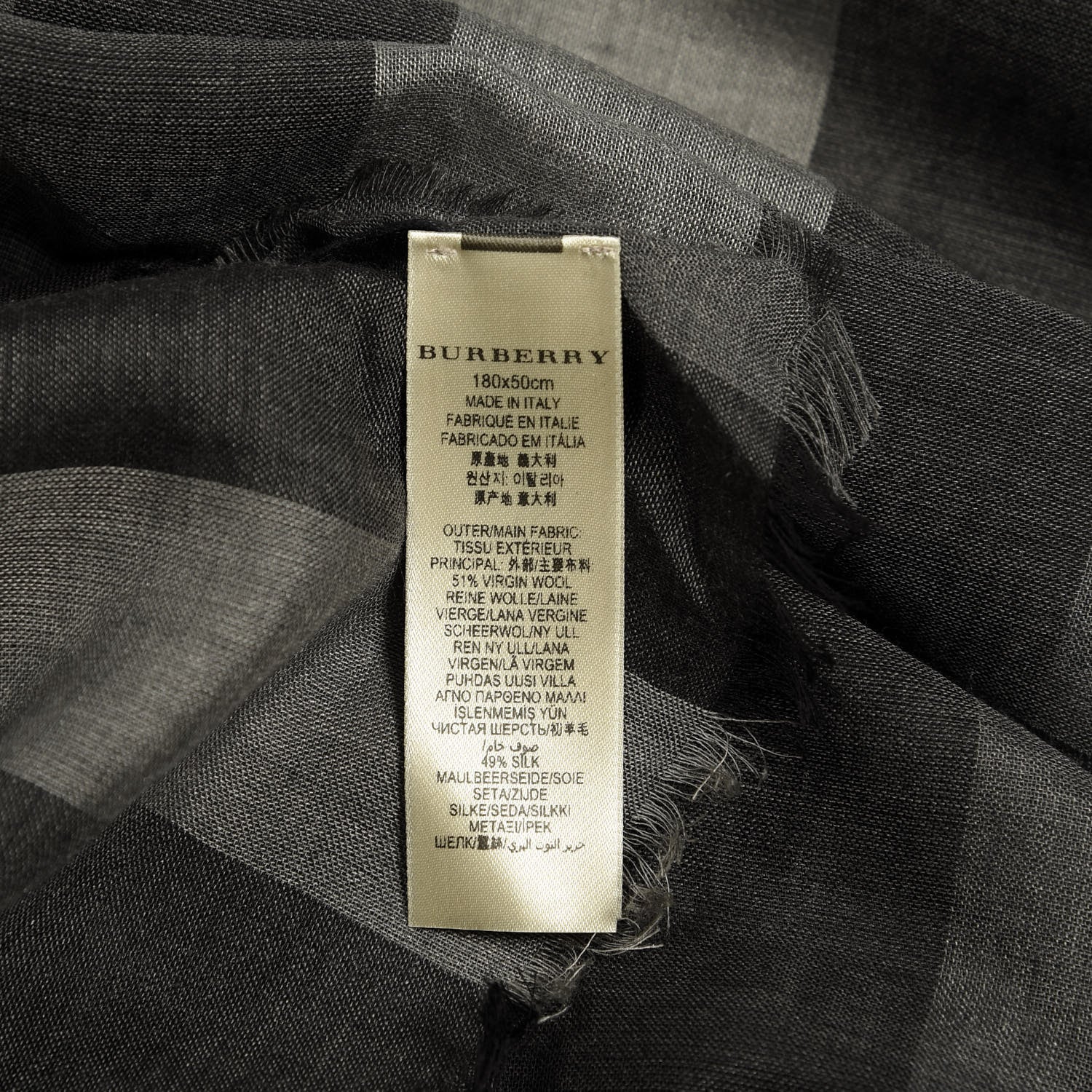 Burberry Wool Silk Gauze Giant Exploded Check Scarf Charcoal 3 of 4