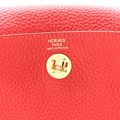 Hermes Taurillon Clemence Mini Lindy 20 Rouge de Coeur 7 of 10