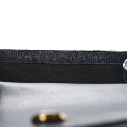 Saint Laurent Grain De Poudre Textured Mixed Matelasse Triquilt Medium Monogram Satchel Deep Marine 13 of 15