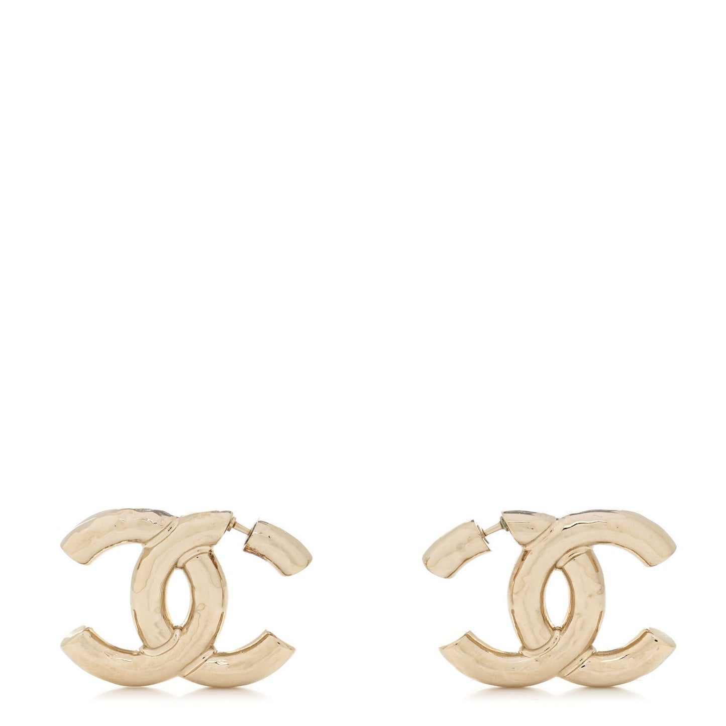 Metal Large CC Earrings Light Gold