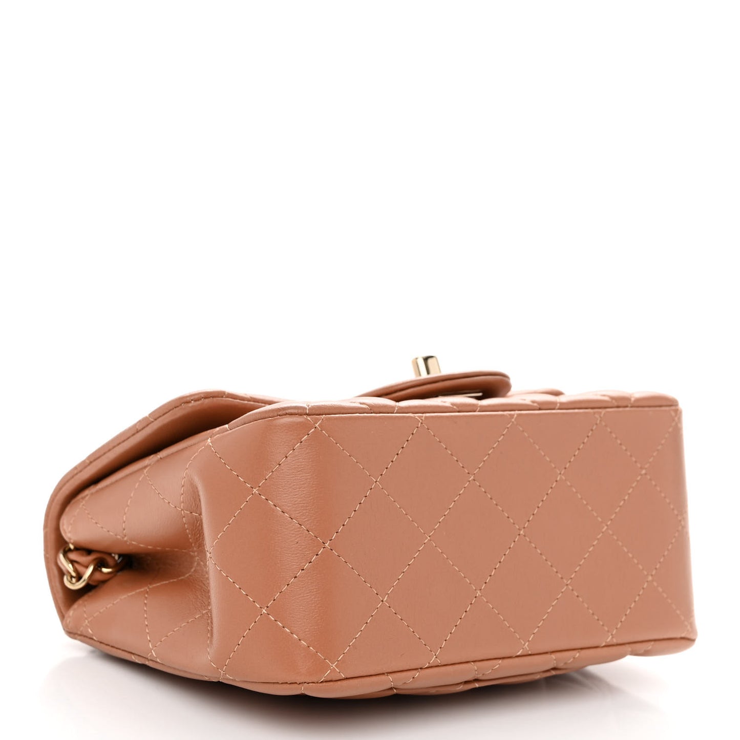 Lambskin Quilted Mini Square Flap Brown