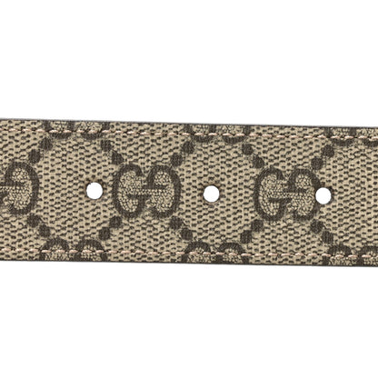 Gucci GG Supreme Monogram Plutone Calfskin Double G Reversible 30mm Belt 85 34 Beige Ebony Brown 3 of 6