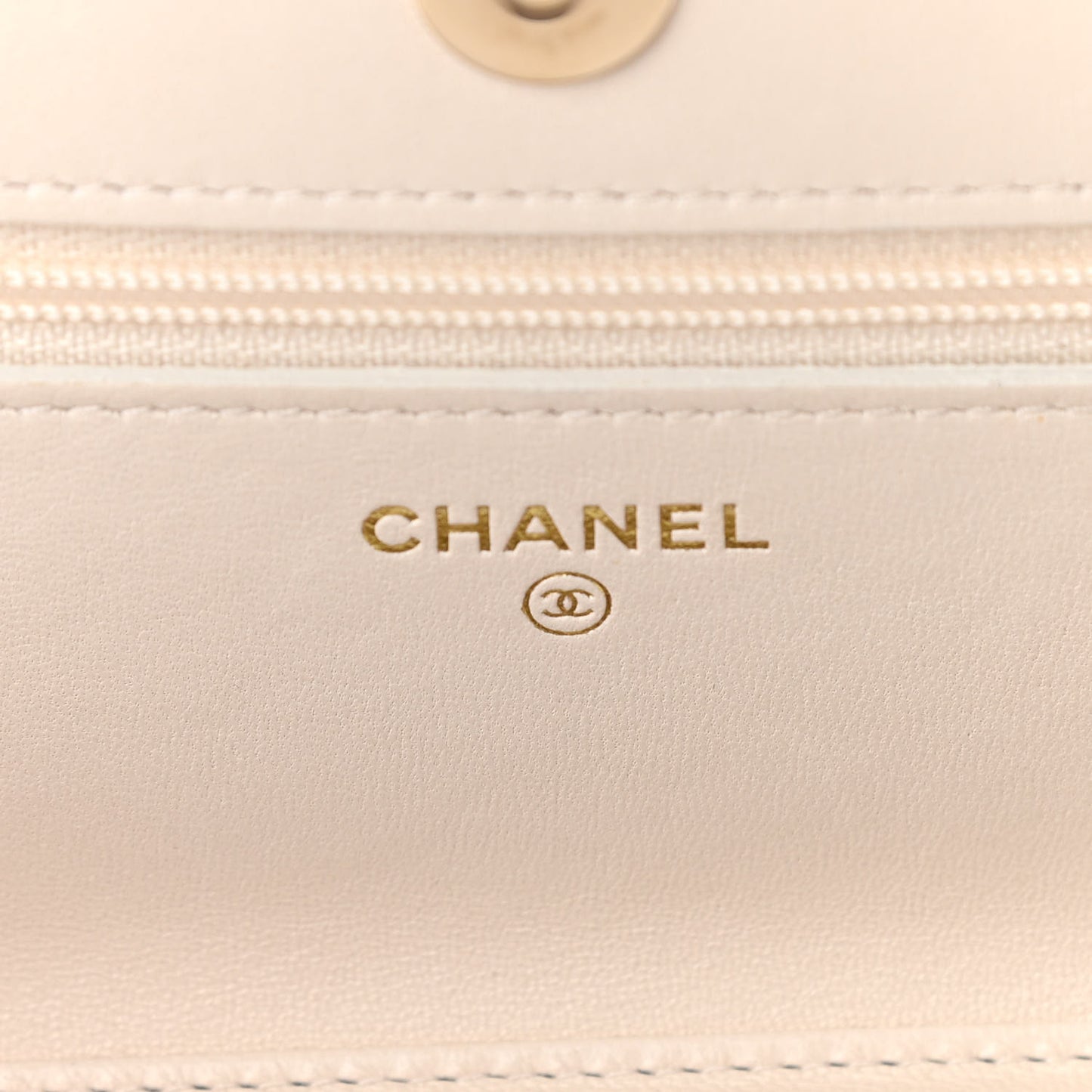 Goatskin Quilted French New Wave Chain CC Wallet On Chain WOC Ivory