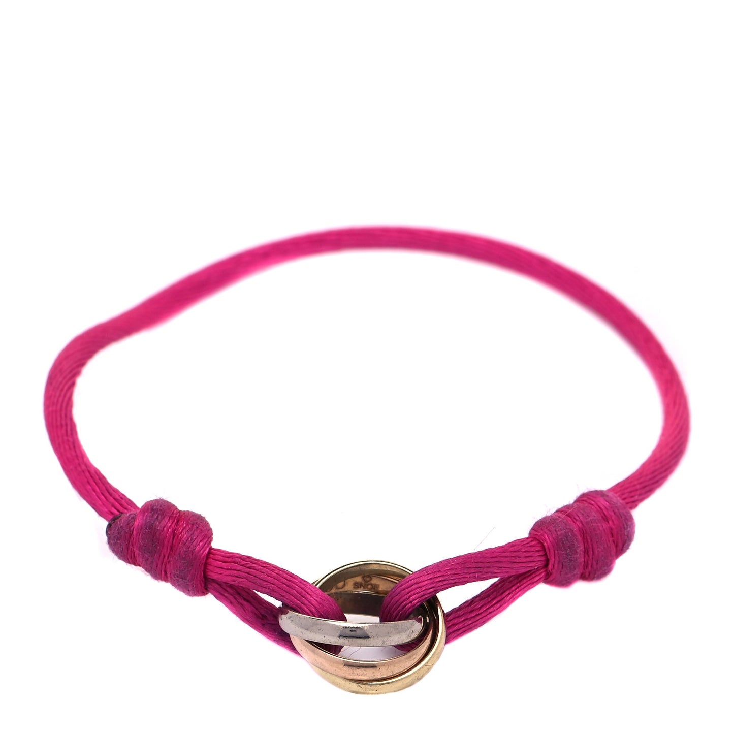 18K Pink Yellow White Gold Trinity Adjustable Cord Bracelet Pink