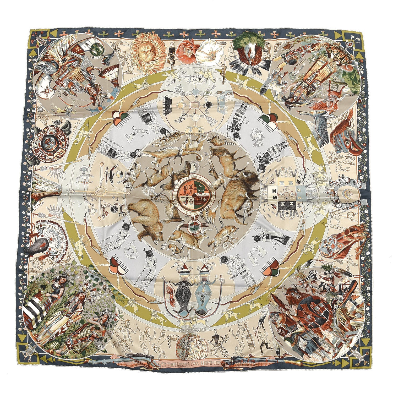 Hermes Silk Mythologies des Hommes Rouges Scarf 90 1 of 4