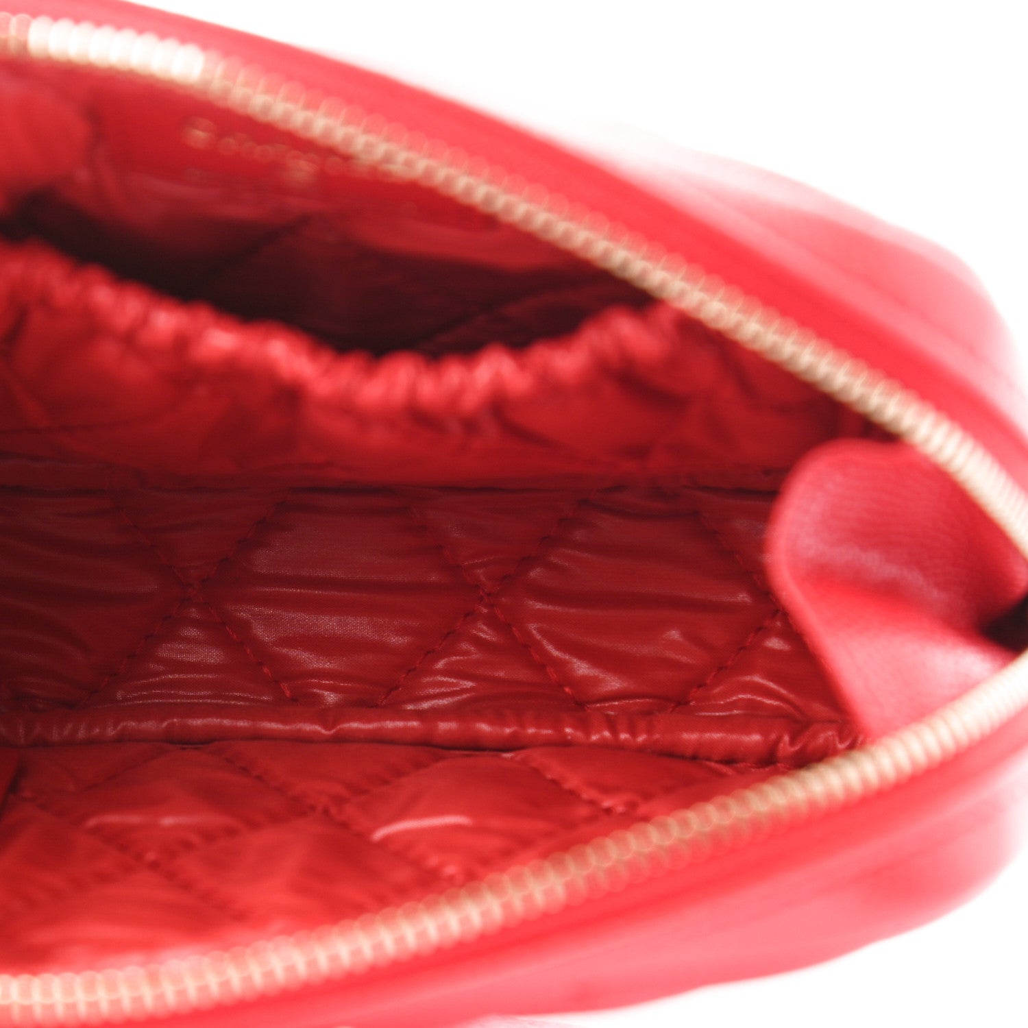 Chanel Caviar Quilted Small Curvy Pouch Cosmetic Case Red 5 of 7