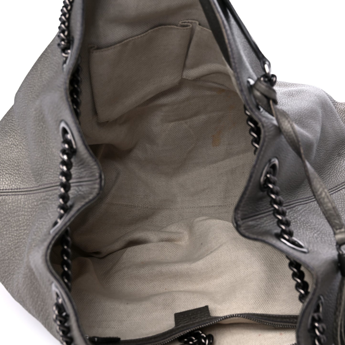 Metallic Pebbled Calfskin Large Soho Chain Shoulder Bag Sasso