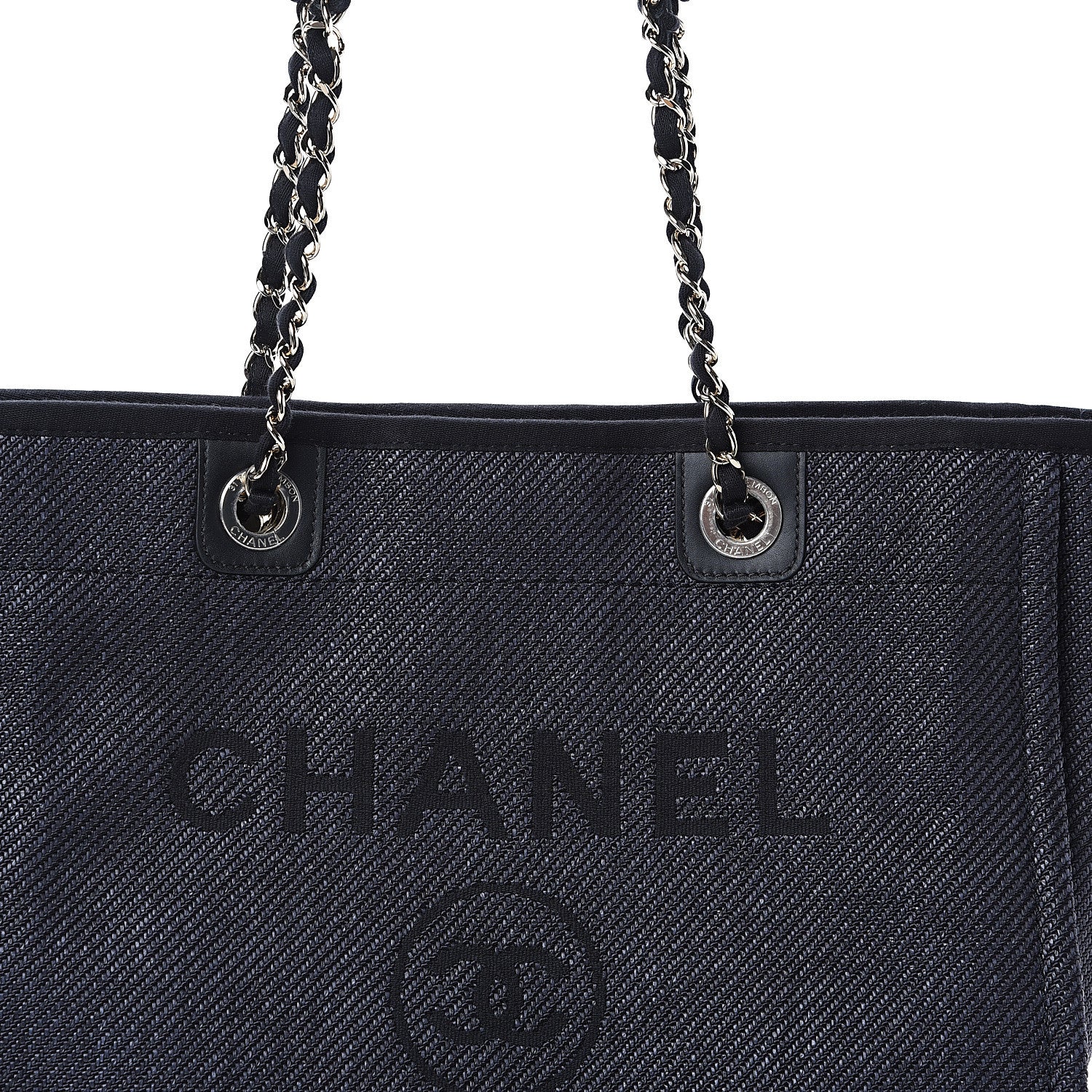Chanel Canvas Small Deauville Tote Black 7 of 9