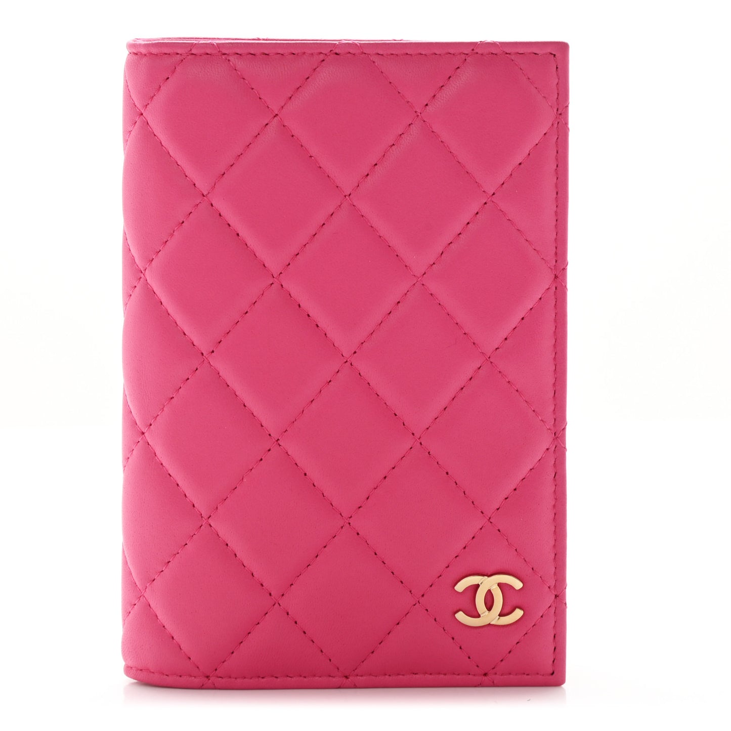 Lambskin Quilted Passport Holder Pink