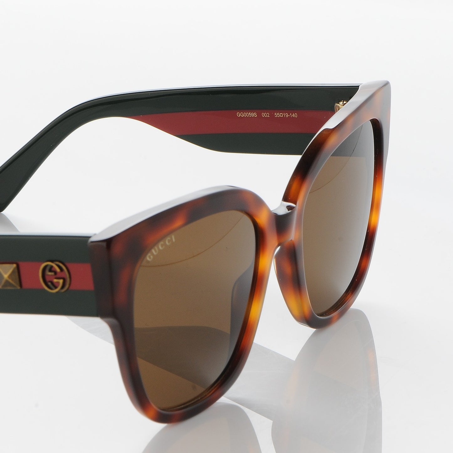 Acetate Square Frame Web Sunglasses GG0059S Tortoise