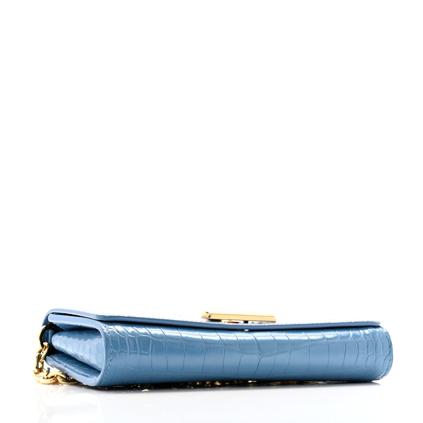 Crocodile Twist Chain Wallet Bleuet