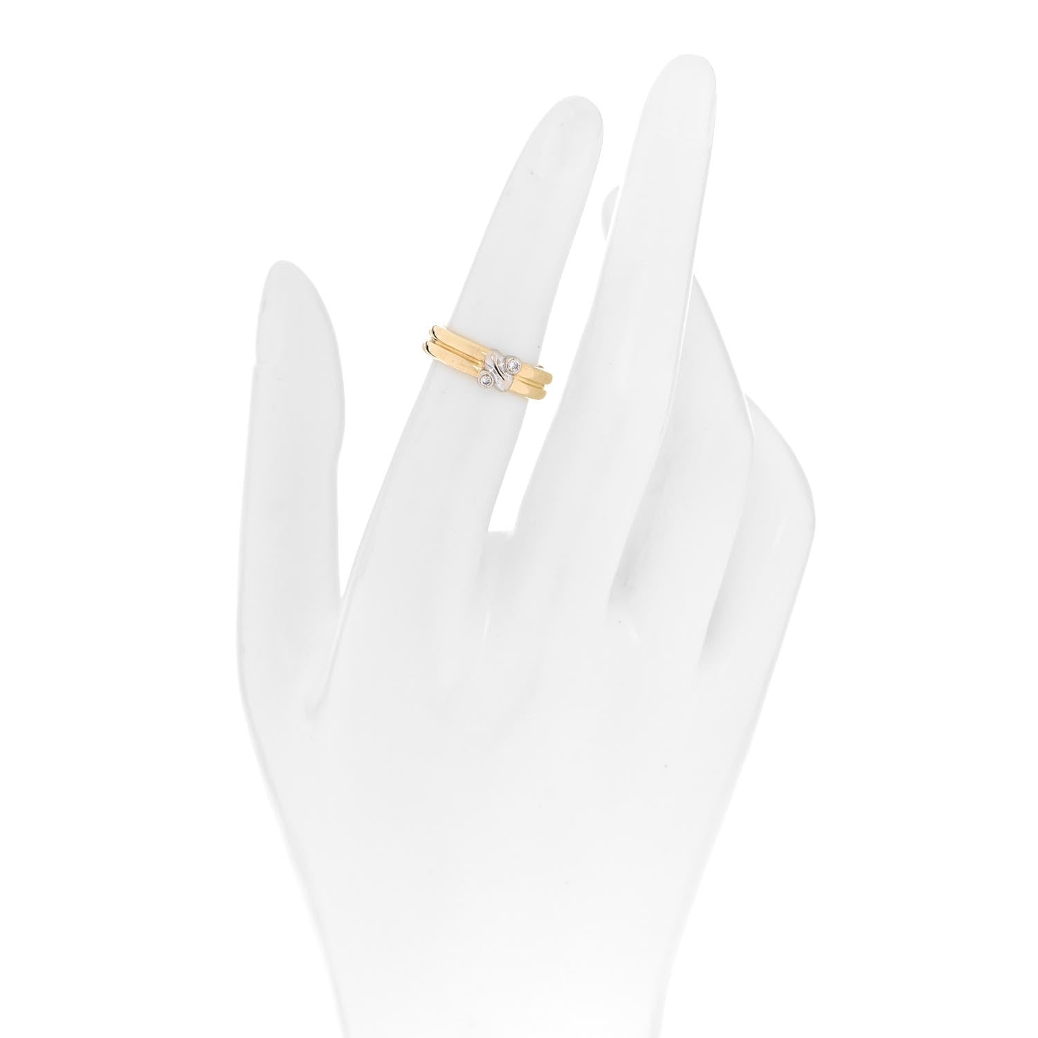 Tiffany 18K Yellow White Gold Diamond Signature X Ring 50 5.5 2 of 4