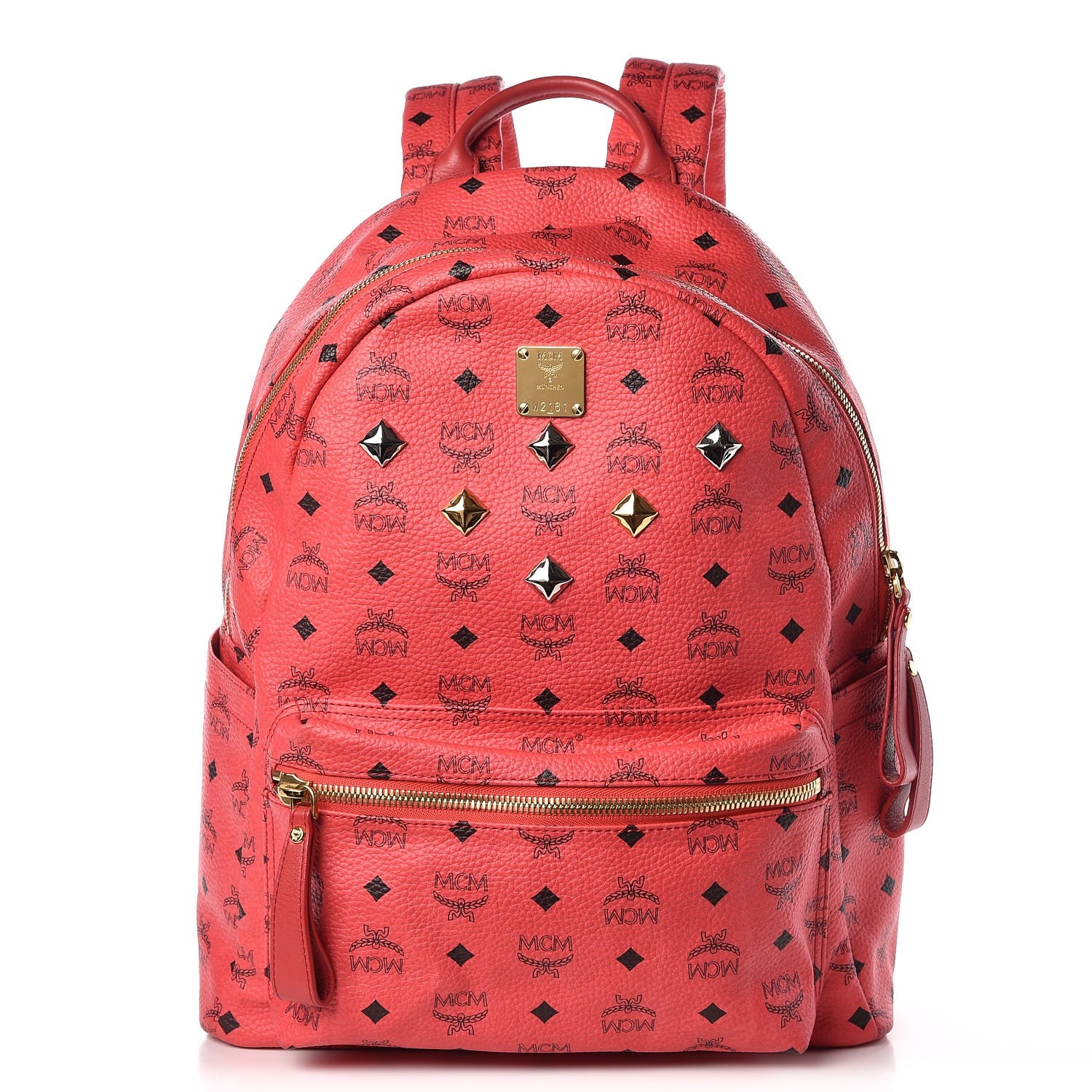 MCM Visetos Medium Sprinkle Stud Stark Backpack Red 1 of 11
