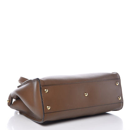 Fendi Vitello Seta Fabric Jacquard Pequin Medium Peekaboo Iconic Satchel Foresta Tobacco 6 of 13