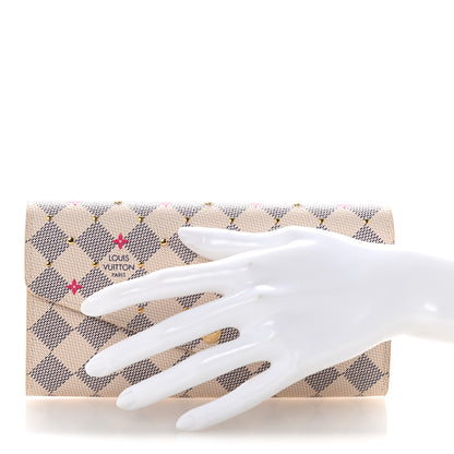 Louis Vuitton Damier Azur Studded Sarah Wallet NM Fuchsia 2 of 8