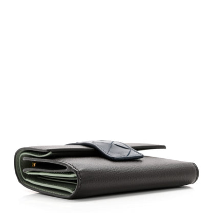 Bottega Veneta Lambskin Calfskin Tag Tri-Fold Zip Wallet Fondant Deep Blue 4 of 8